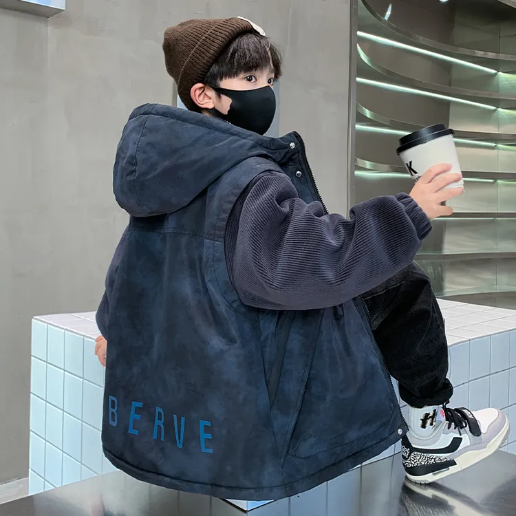 男童冬装加绒外套2025新款儿童装秋冬款中大童男孩冬季加厚派克服