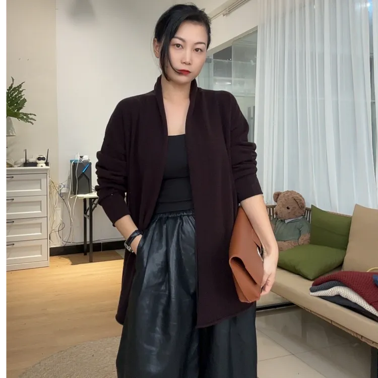 {披肩外套}羊毛披肩慵懒风开衫外套针织上衣宽松开衫休闲时尚