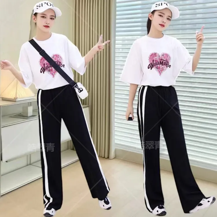 女童套装夏款新款2024中大童夏季时尚学生短袖休闲裤两件套12-15