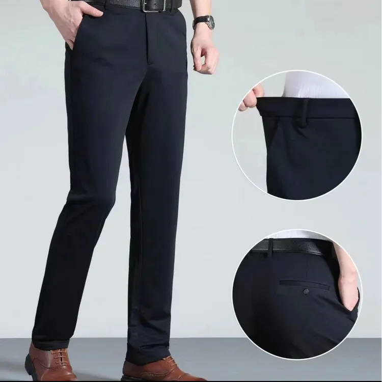 早秋新款男士商务休闲裤子弹力透气抗皱男士西裤直筒裤