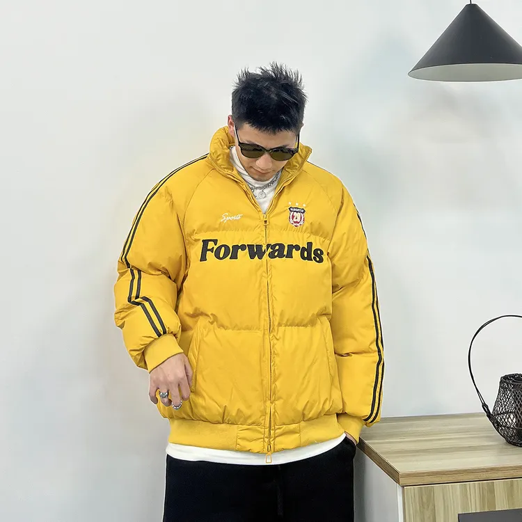 美式条纹棉衣外套男款冬季新款宽松加厚保暖棉袄潮牌情侣装面包服