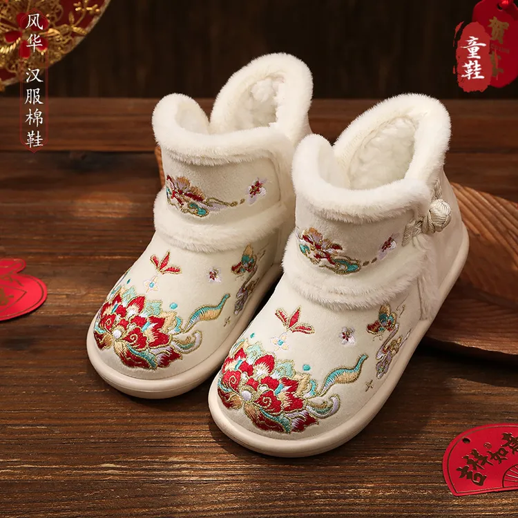 女童棉鞋冬季宝宝雪地靴2025新款加绒古风童鞋儿童汉服鞋【风华】