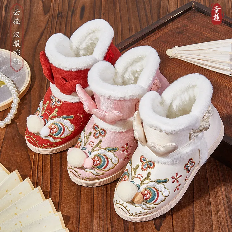 【云摇】儿童宝宝鞋女童雪地靴2025新款加绒保暖古风童鞋冬季汉服鞋