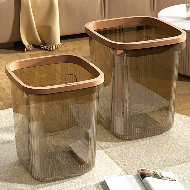 垃圾桶家用2024新款方形大容量高颜值卧室卫生间厨房客厅压圈纸篓