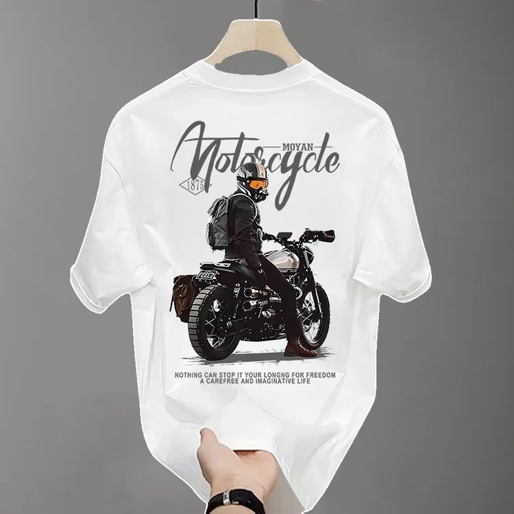 半袖新款潮牌印花男T恤街头机车摩托车图案圆领时尚百搭t恤男短袖