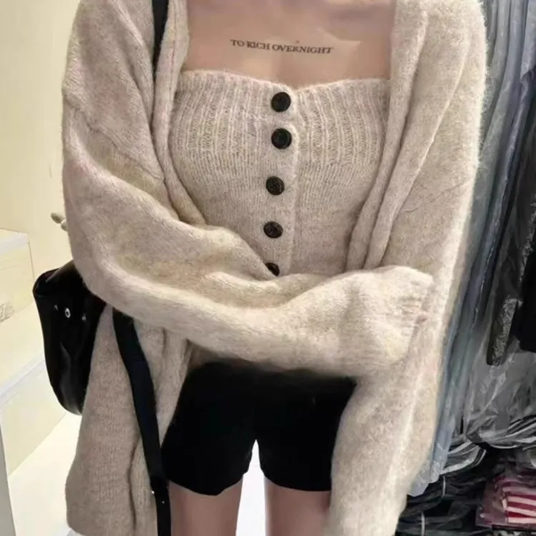 韩系高级感气质温柔宽松毛衣两件套早秋新款慵懒宽松百搭针织套装