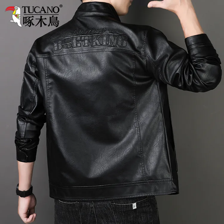 TUCANO/啄木鳥正品皮衣男外套秋冬季立领加绒加厚机车服男士夹克