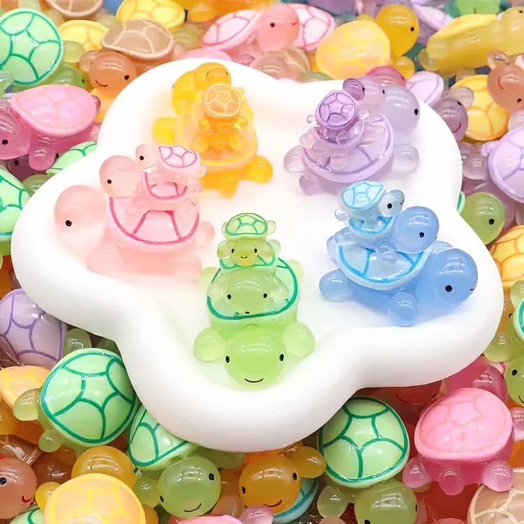 便携迷你小乌龟对对碰荧光摆件立体微景观动物网红可爱创意大容量