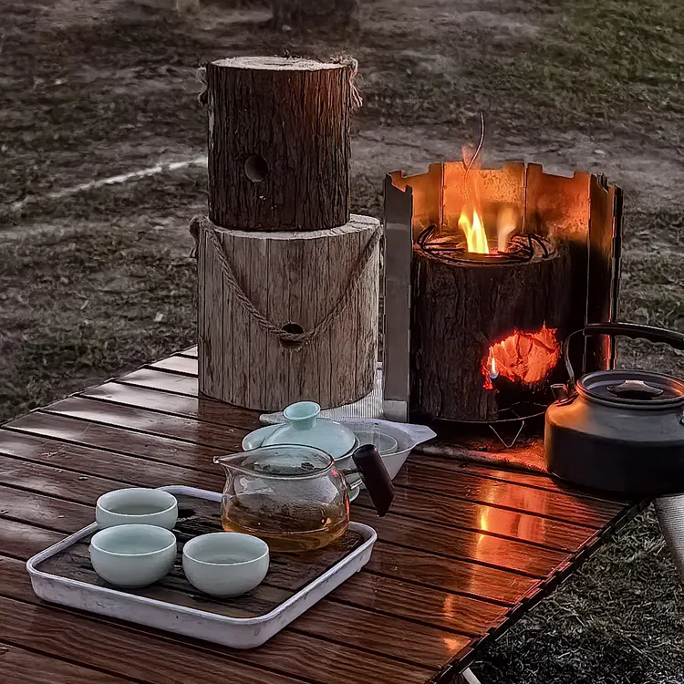 便携实木火炬炉柴火炉户外露营烧烤野炊炉子