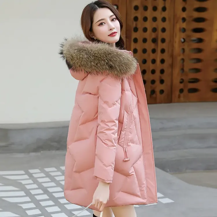 冬季羽绒服女款爆款2025新款正品保暖连帽可拆卸中老年白鸭绒外套