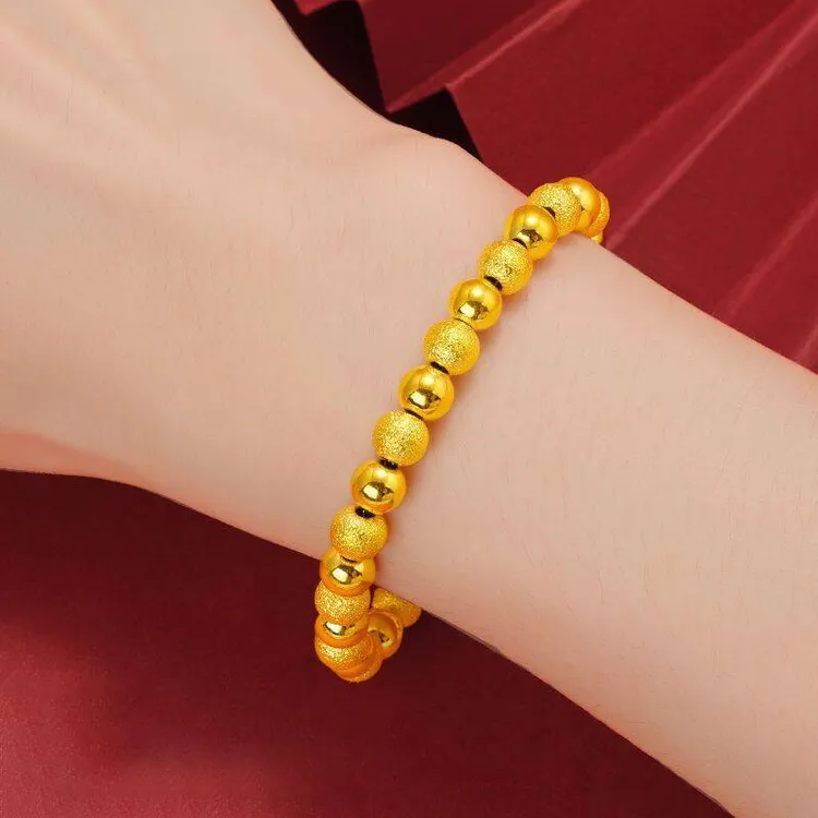 铜合金手链 高品质圆珠磨砂手链光珠手链不掉色时尚百搭女士首饰