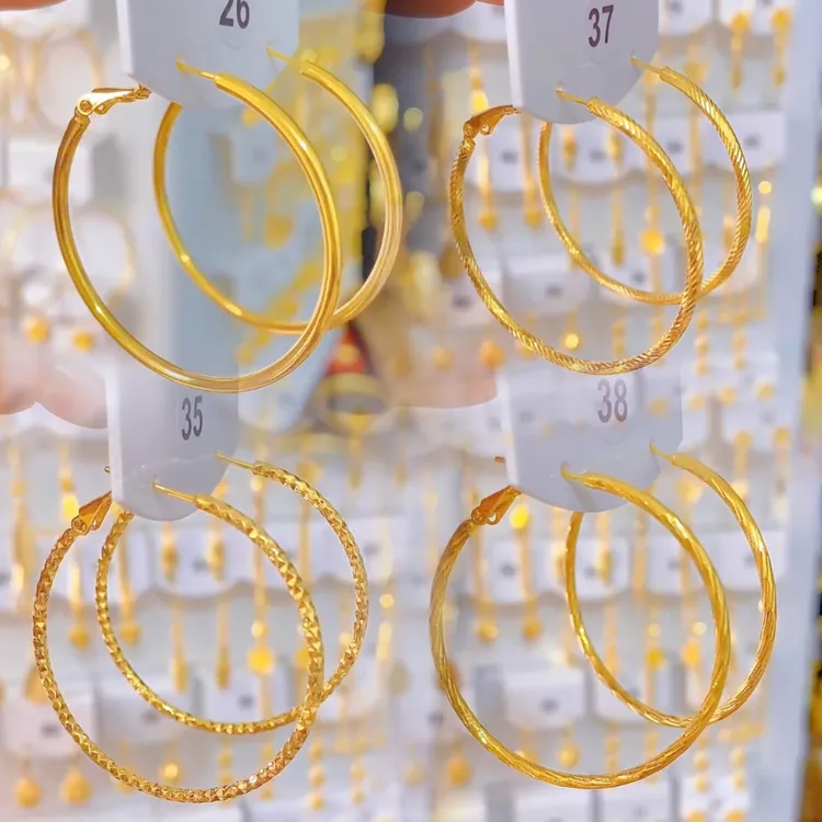 铜合金耳饰 【高品质耳圈】时尚洋气金色圆圈耳环气质轻奢大耳圈ins