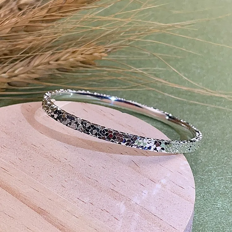 君派 足银手镯 碎冰流光三面闪碎冰冰足银999.9实心CNC精工爆闪