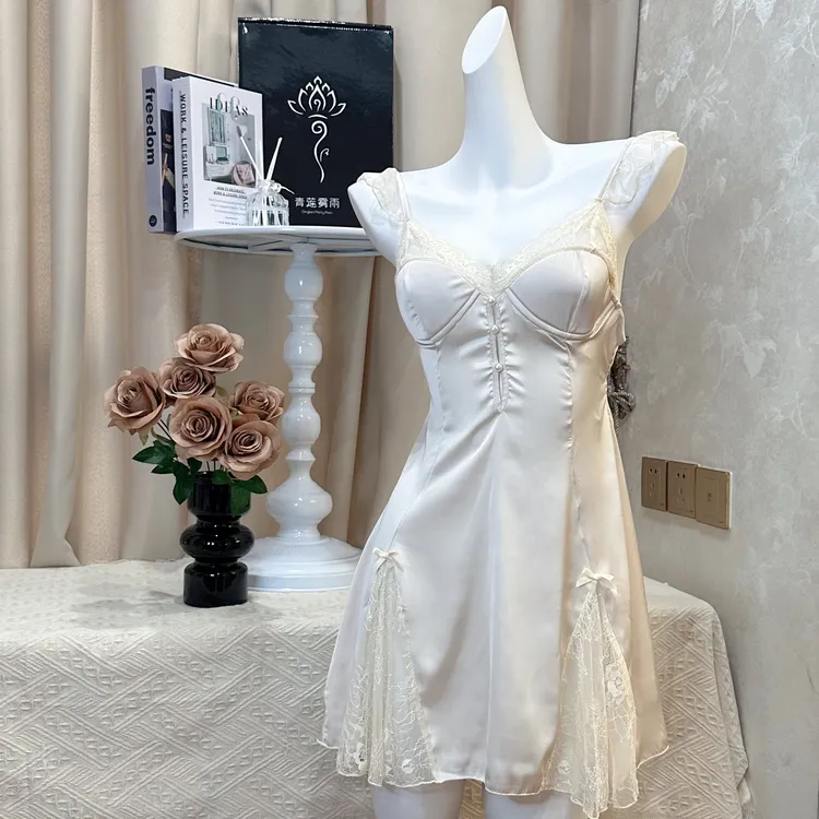 青莲雾雨女士气质美背显瘦露背纯欲风修身轻奢设计感性感睡裙