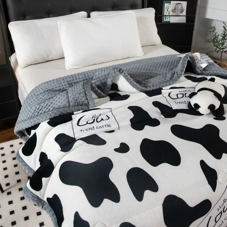 新款双面牛奶绒豆豆冬被子加绒加厚舒适保暖