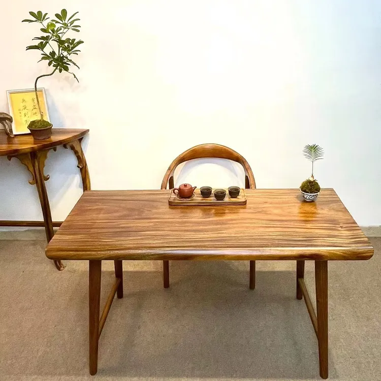 厚德载物南美胡桃木实木茶桌小户型阳台茶桌原木客厅简约新中式