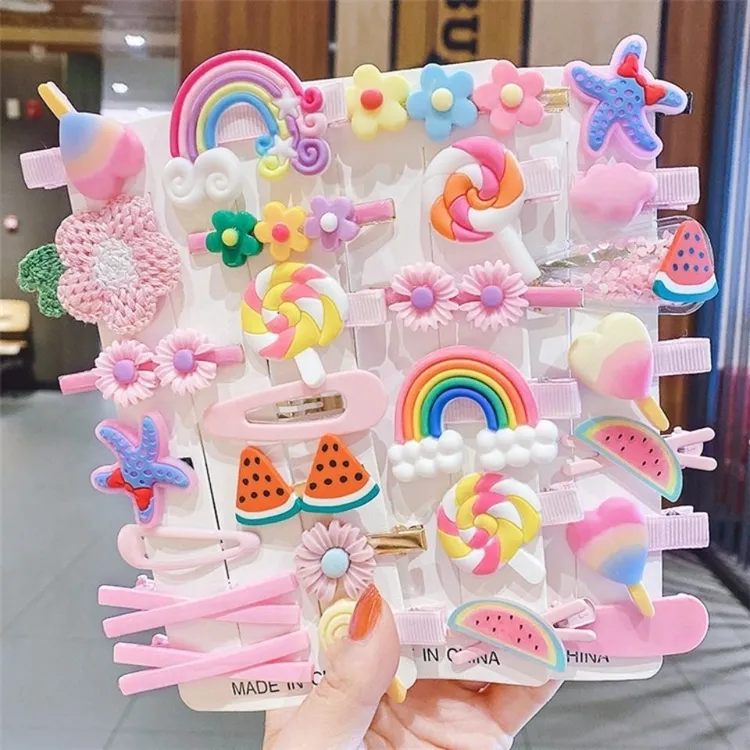 儿童卡通发夹发饰女童发卡彩虹边夹刘海夹子网红碎发夹糖果色头饰