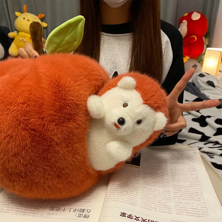 网红小刺猬公仔苹果刺猬玩偶抱枕苹果毛绒玩具可拆卸陪睡抱枕礼物