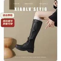 胖mm大筒围棕色骑士靴美拉德长筒靴粗腿高筒西部牛仔靴大码女靴子