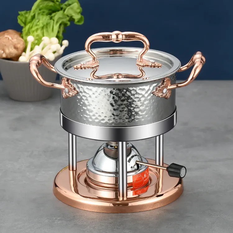 304充气式分体小火锅燃气瓦斯炉芯会所个人涮锅一人一锅可调节式