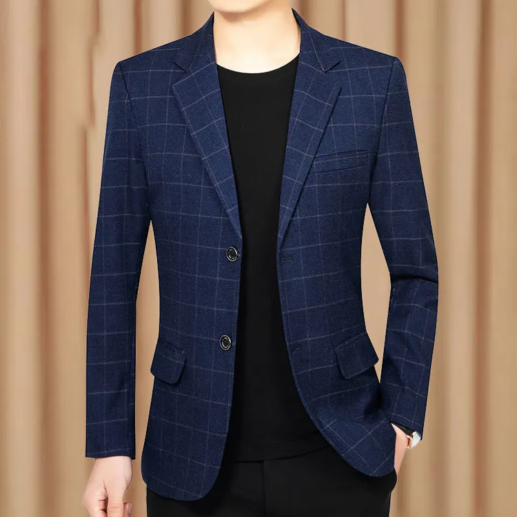 男士服饰格子西服新款休闲小西服春秋季帅气演说演讲职场工装外套