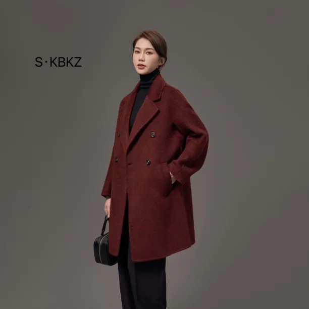 S·KBKZ【年终捡漏】澳洲绵羊毛秋冬轻奢中长款4粒扣女士双面呢大衣