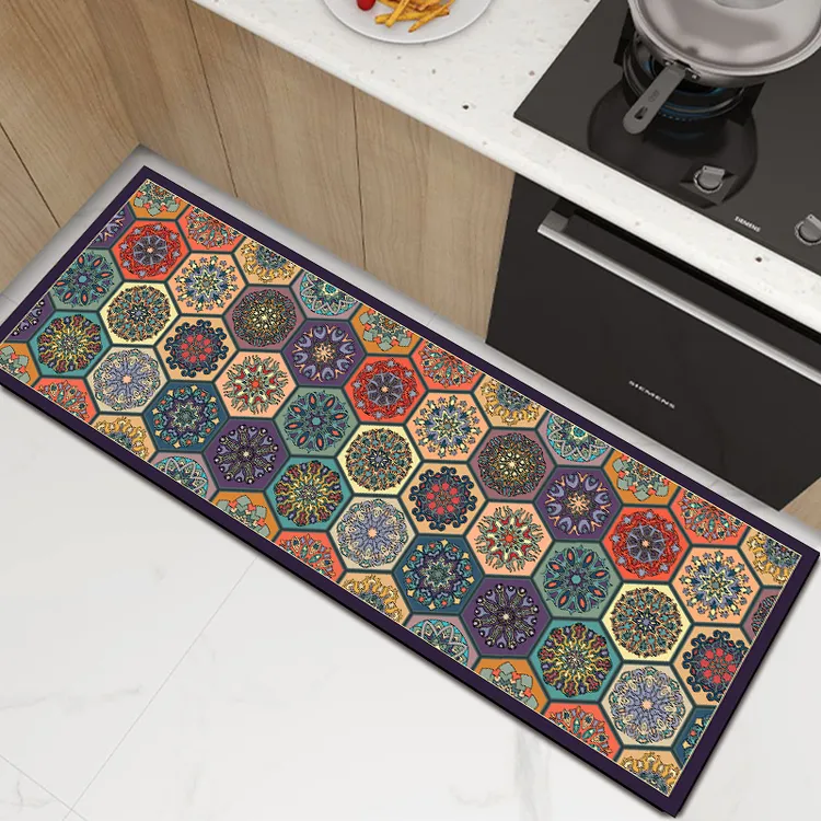 波西米亚风硅藻泥橡胶吸水吸油防滑垫厨房进门蹭泥床边榻榻米脚垫