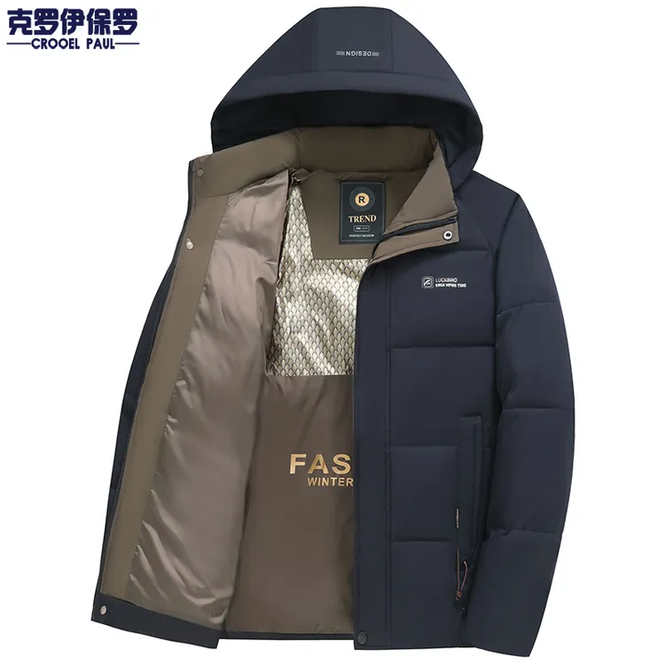 克罗伊保罗男士冬季石墨烯黑金面包服时尚休闲加厚保暖冬装爸爸装