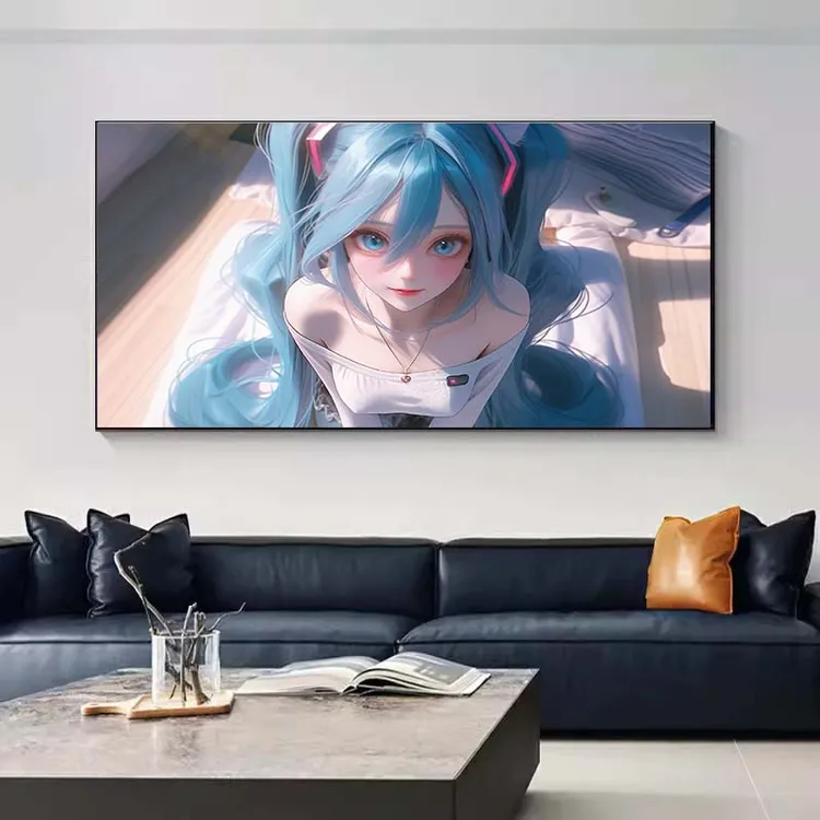 初音未来装饰画二次元卡通动漫璧画客厅沙发背景墙画卧室晶瓷挂画
