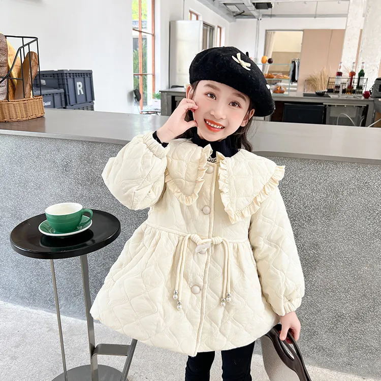 女童国风航绣牛角扣棉衣冬季新款洋气时尚女宝宝甜美可爱中式棉服