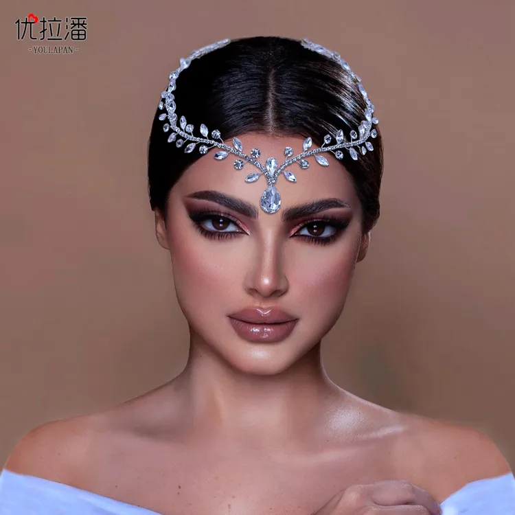 结婚气质礼服配饰欧美手工满钻水滴新娘头饰2025新款爆款HP465