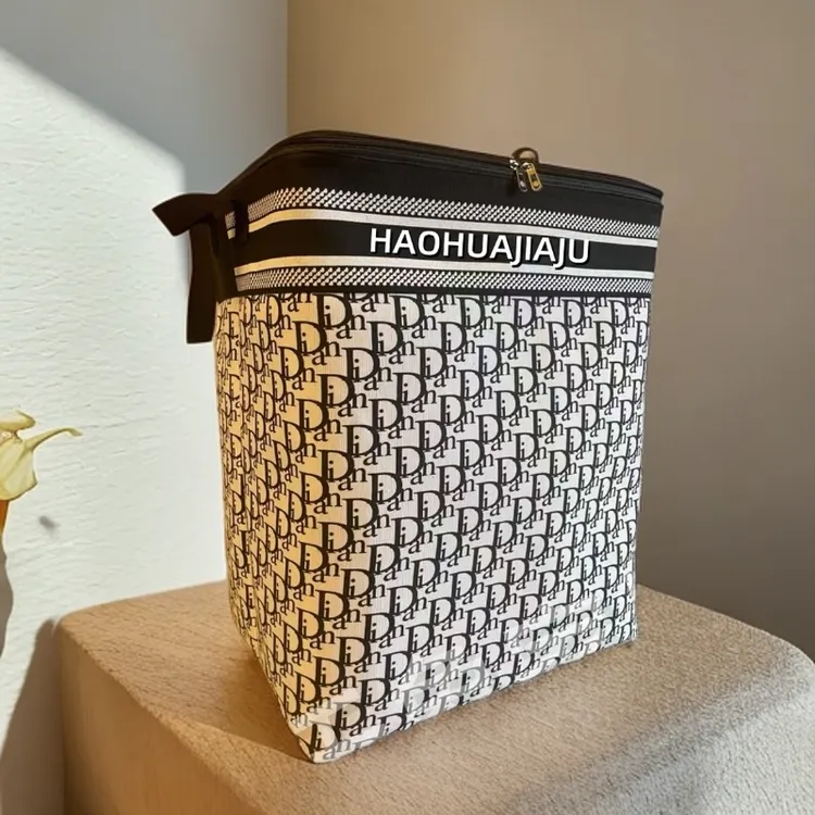 120升【双拉链带钢圈】字母【带防潮盖】大容量搬家衣服家用收纳袋