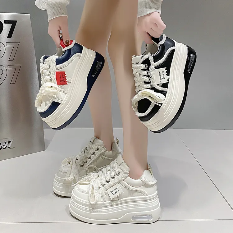 老爹鞋增高8cm2025年小白鞋女秋季新款轻便松糕鞋小个子厚底板鞋
