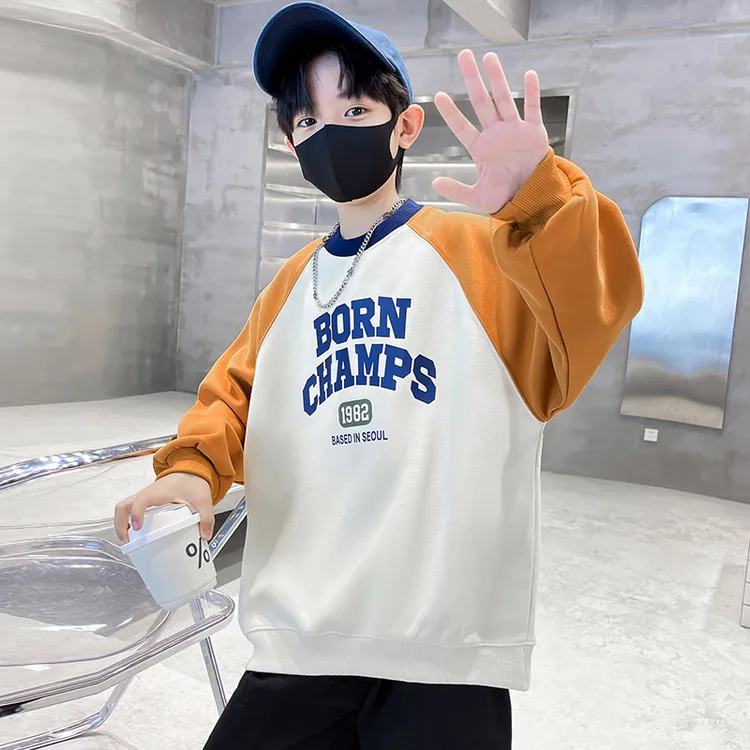 童装男童卫衣春秋款2024中大童长袖拼色休闲上衣洋帅气大童秋装潮