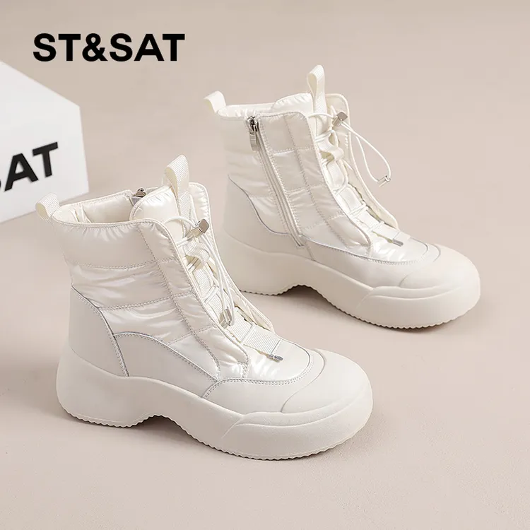 星期六侧拉链防水防寒雪地靴女2025冬季新款加绒保暖防滑短筒棉靴