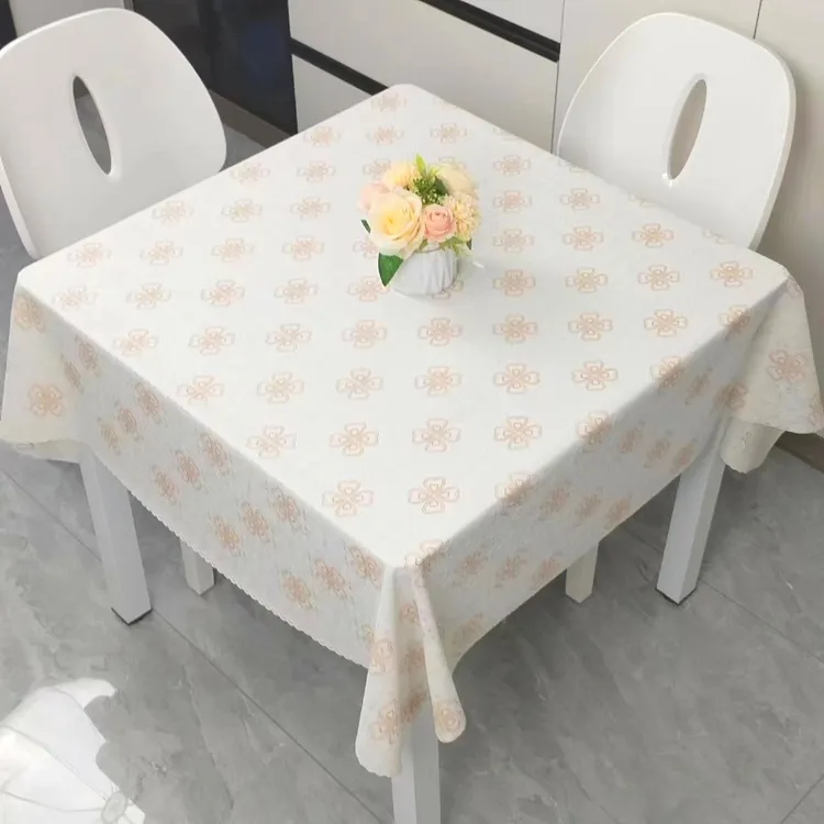 PVC防水正方形桌布茶几布防烫免洗家用长方形桌布小清新麻将桌布
