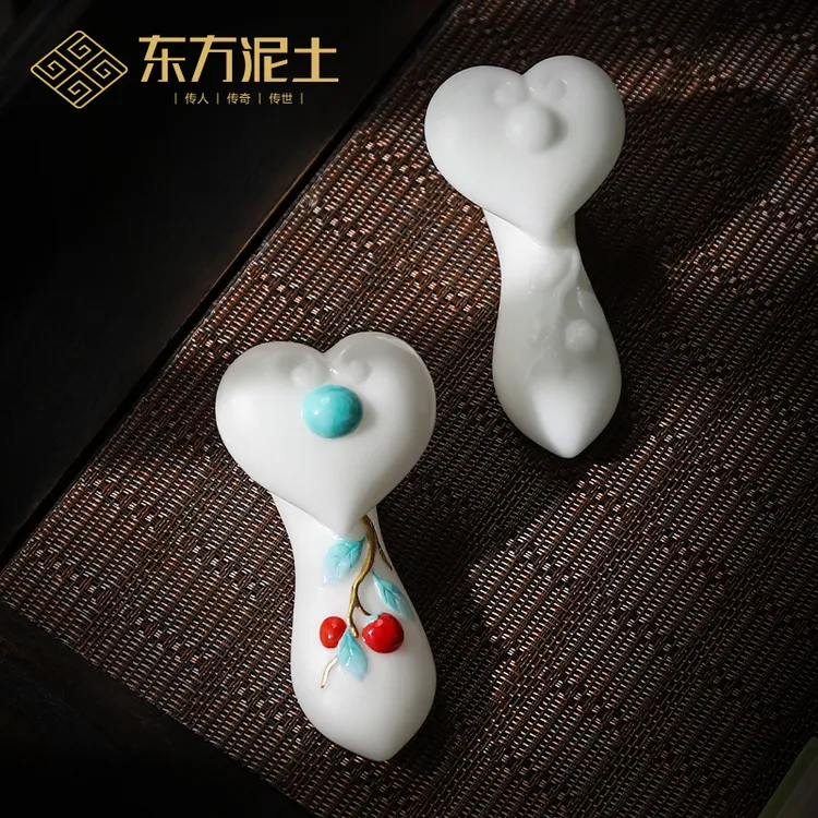 柿柿如意摆件高档陶瓷手上把玩物件冰种玉瓷茶桌办公室桌面装饰品
