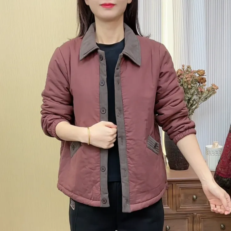 2025秋冬新款加绒加厚百搭妈妈装气质百搭女士保暖外套休闲时尚