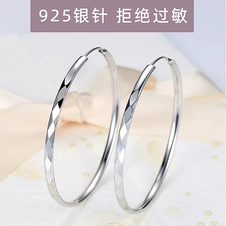 防过敏银针耳饰轻奢小众大耳圈圆圈时尚气质网红耳环饰品高档女士