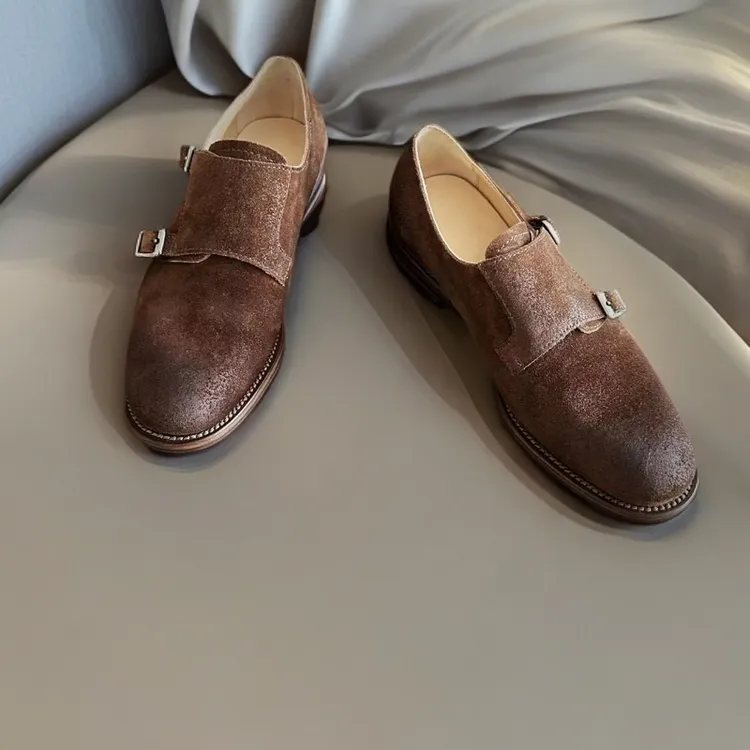 Mantova 曼托瓦新款意大利马皮牛皮Imelda平面双搭扣孟克鞋皮鞋