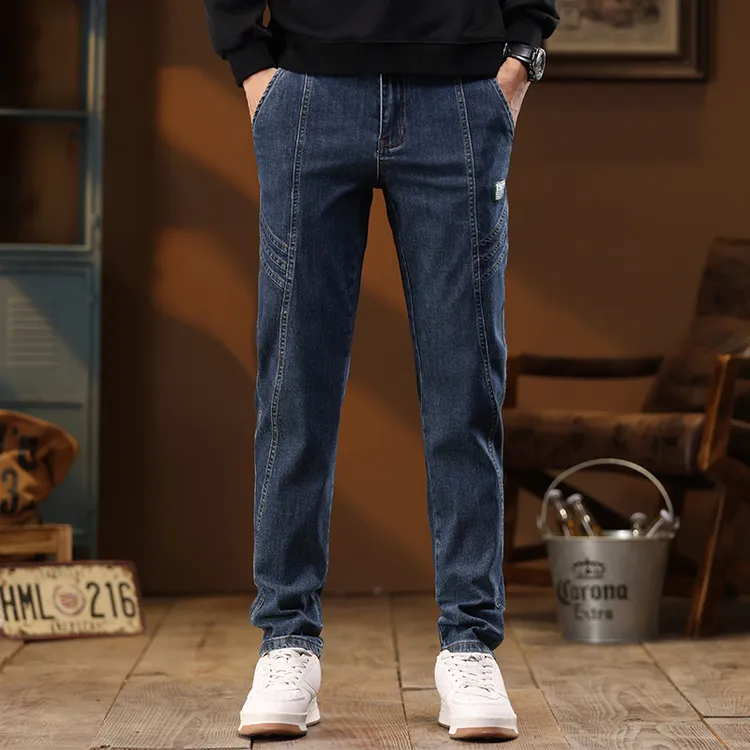 【2023秋季新品】轻奢高级牛仔裤男款弹力修身小直筒男士裤子百搭