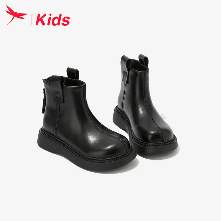 红蜻蜓女孩童鞋儿童马丁小短靴子2025秋冬款加绒公主皮靴童靴宝宝