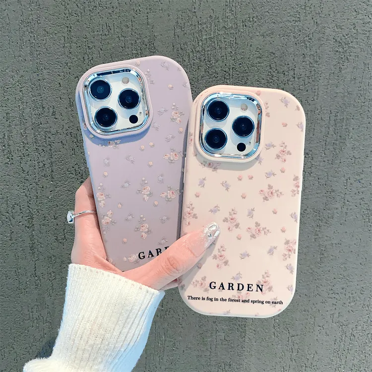 奥菲顿满屏蓝粉碎花适用iPhone15/13苹果14pro手机壳12镜头框11套