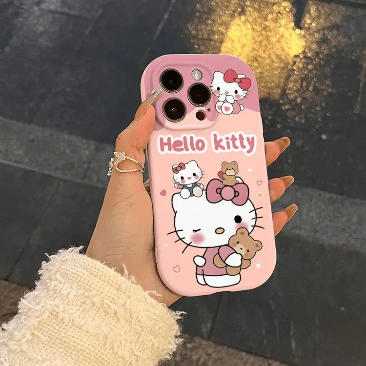 奥菲顿粉粉凯蒂猫适用iPhone16/15pro精孔胖墩手机壳12苹果1413套