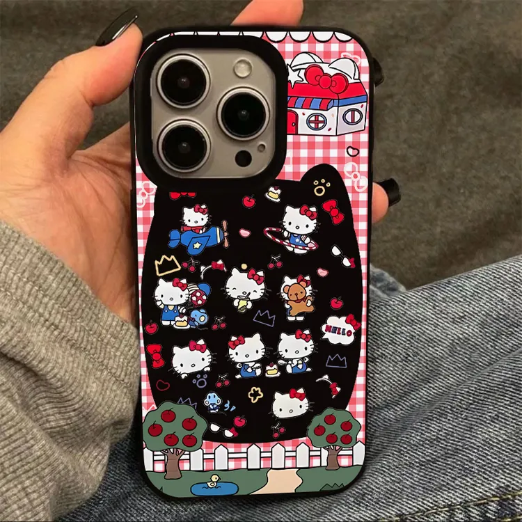 奥菲顿格纹苹果凯蒂适用iPhone16/15promax果冻手机壳苹果14/13套