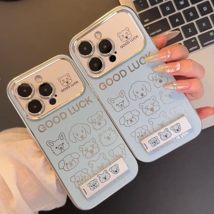 奥菲顿蓝底动物头像适用iPhone15电镀视窗手机壳华为vivo小米oppo