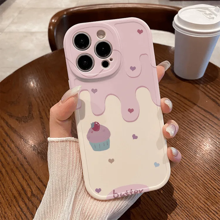 Lucky紫色奶油小蛋糕适用iphone15苹果手机壳华为vivo小米oppo套