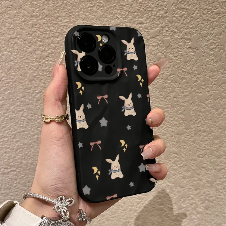 星星围巾小兔适用iPhone15/14promax褶皱手机壳11苹果13/12软xr套