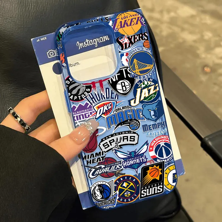 奥菲顿插画NBA队标适用iPhone16/15pro透蓝14手机软壳苹果13/12套
