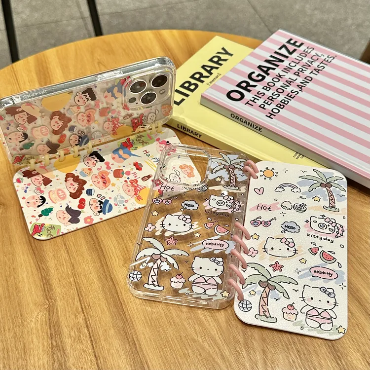 奥菲顿书本涂鸦kt小新适用iPhone16/15苹果14手机壳11翻盖13/12